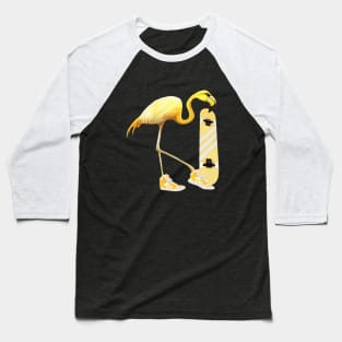 Yellow Flamingo and  shoes sneakers and skateboard Baseball T-Shirt